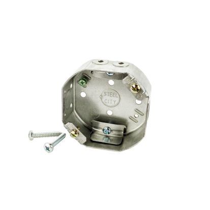 Steel City 54151-CFB Drawn Style Ceiling Fan Box, Steel, 15.8 cu-in Capacity, 1 Outlets, 3 Knockouts, 1-1/2 in D